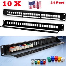 10x 24 Port Keystone Jack Blank Patch Panel Plate Cat5/5e Cat6 Cat6a RJ-45 19"