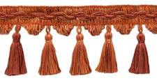 Scalloped Tassel Fringe Trim, Color# VNT10 - Fiesta Red [Sold By The Yard]