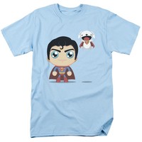Dc Comics Superman Cute Superman Herren T-Shirt Kurzarm Crewneck Hellblau