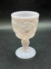 VTG RARE Madonna Inn Goblet Rose Pattern Pale Pink Embossed Opaque 5” GLOWS!