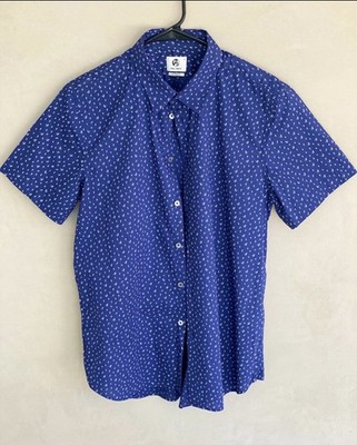 PS Paul Smith Mens Large Tailored Fit Cactus Print Short Sleeve Shirt Blue