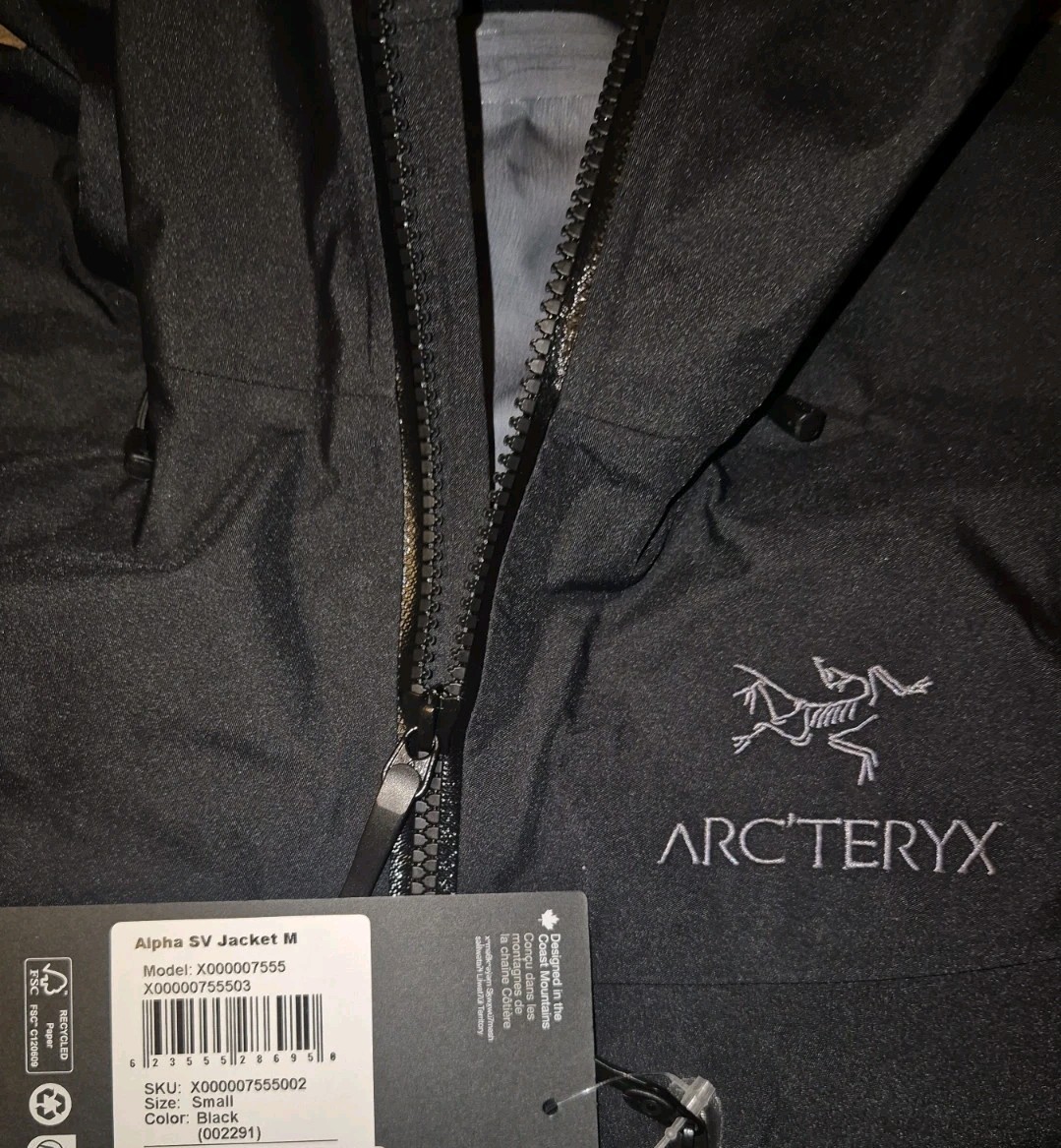 ARC'TERYX Giacca Arc’teryx Alpha SV nera uomo piccola Gore Tex Pro RECCO nuova con etichette