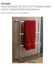 ICO Bath W6016 TUZIO Woodstock Hardwired Towel Warmer - Polished Nickel (150W)