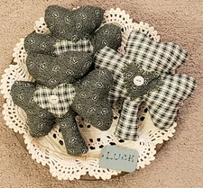 Handmade Set of 3 Primitive Fabric St. Patrick's Shamrocks Clovers Bowl Fillers 