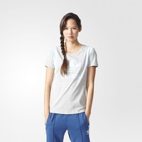adidas Damen T-Shirt Trefoil Kurzarmshirt Sportshirt, Grau, 34