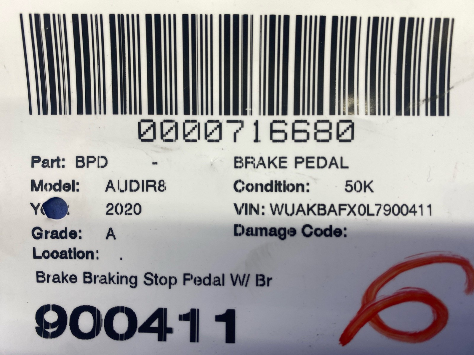 2017-2023 Audi R8 Brake Braking Stop Pedal W/ Bracket Assembly 4S1723031E oem