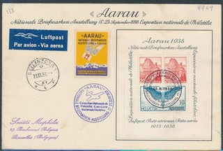 LS99004 Svizzera 1938 mostra filatelica copertina posta aerea usata
