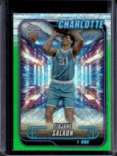 2024-25 Topps Chrome Tidjane Salaun RC Green Refractor Rookie #148 Hornets