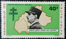 TIMBRE de HAUTE VOLTA POSTE AÉRIENNE PA N°95 GÉNÉRAL DE GAULLE NEUF ** LUXE MNH