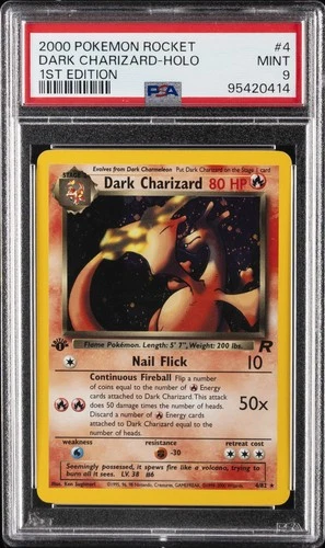 2000 POKEMON ROCKET 1ST ED #4 DARK CHARIZARD-HOLO PSA 9