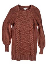 American Eagle Rustic Brown Long Sleeve Cable Knit Sweater Dress Women's PS