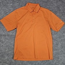 Nike Golf Polo Shirt Men's M Orange White Swoosh Embroidered 100 Polyester