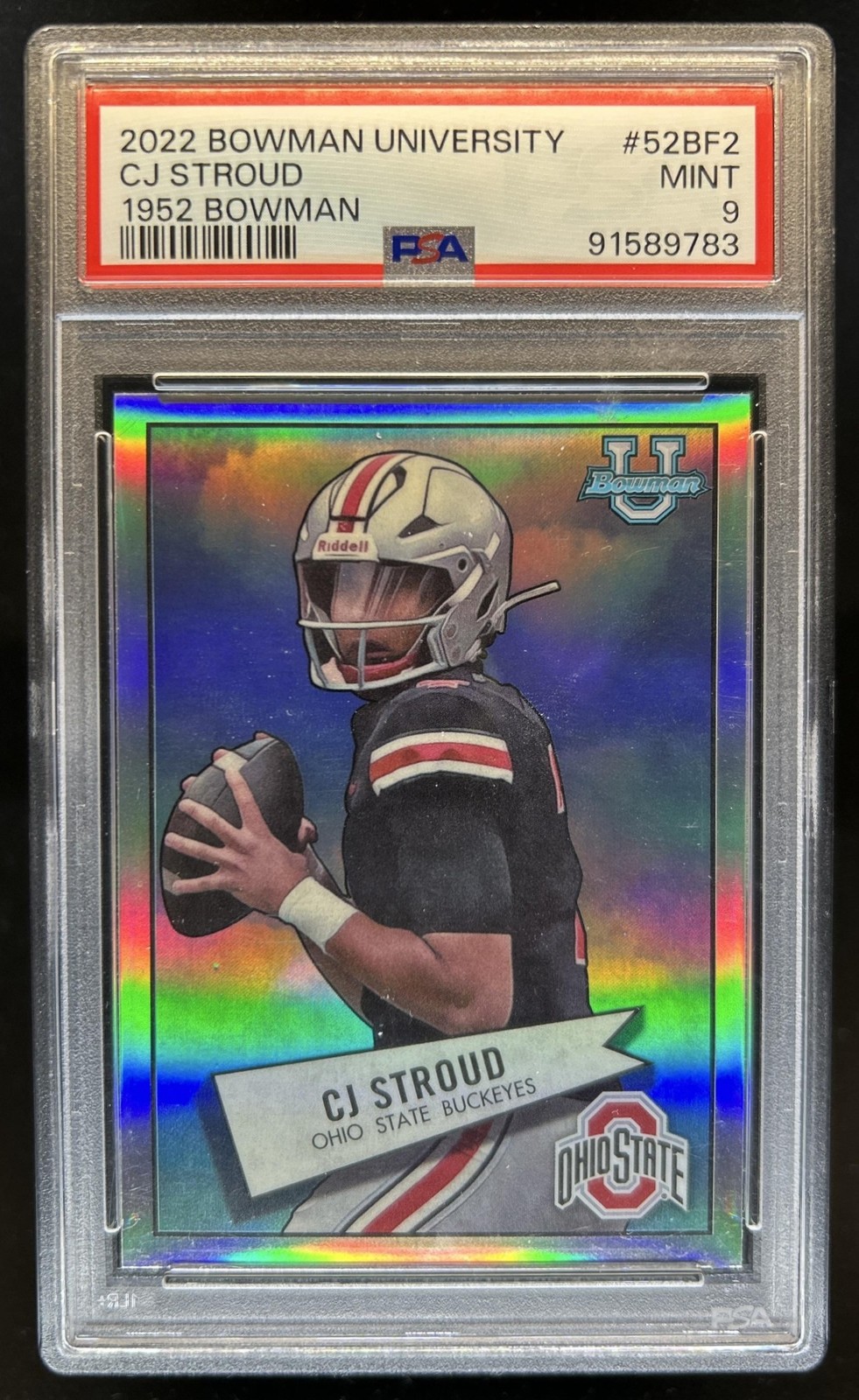 2022 Bowman University Chrome CJ Stroud 1952 Refractor #52BF-2 Buckeyes PSA 9