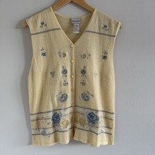 VTG 90s Napa Valley Petites Floral Acrylic Nylon Vest Cute Girly Boho PL