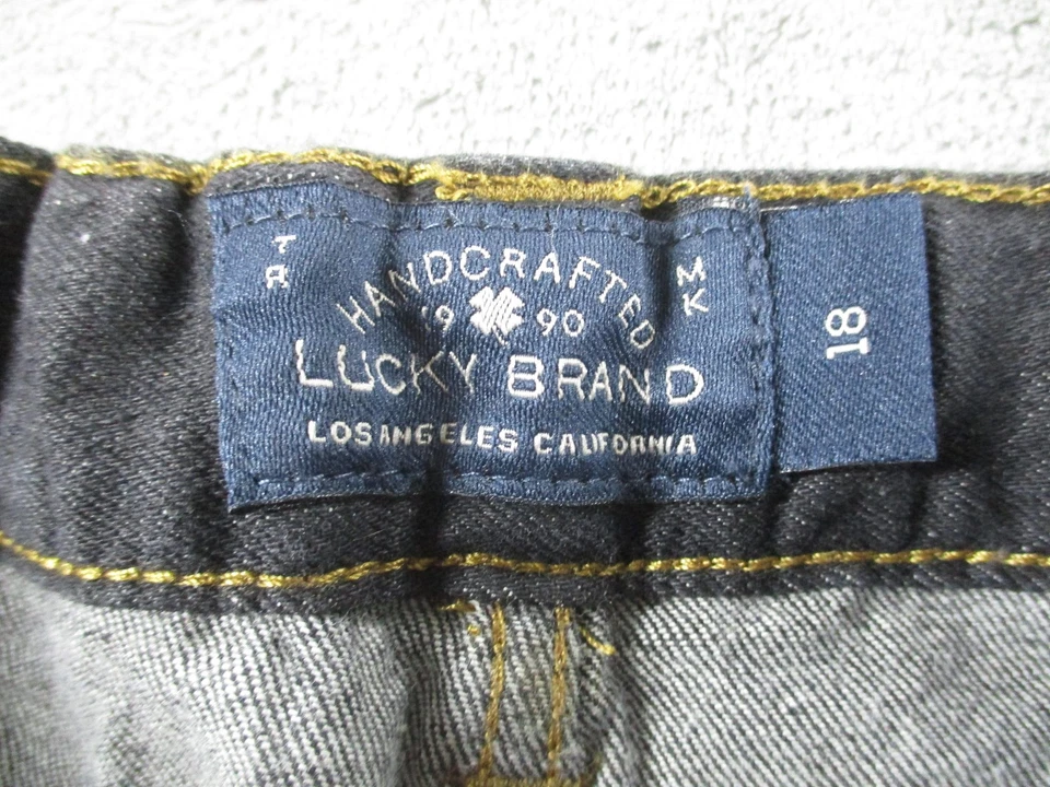 Lucky Brand Jeans Youth 18 Black Classic Straight Denim Dark Wash 5 Pocket Kids - Image 3 of 4