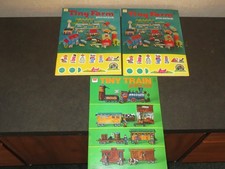 3 WHITMAN PRESS OUT BOOKS - TWO 1925 TINY FARM ONE 1919 TINY TRAIN - ALL MINT