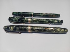3 Antique Conway Stewart Green Terquoise Fountain Pens All Have 14ct Gold Nibs