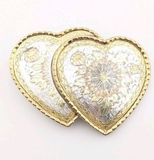 Vintage Double Heart Flower Floral Design Belt Buckle Missing Bar On Back