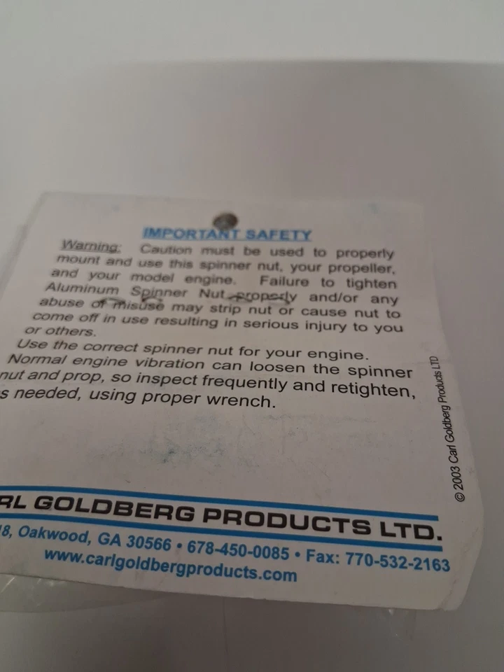 Carl Goldberg 3/4" Blue  Aluminum Spinner Nut 6mmx1mm - Image 3 of 3