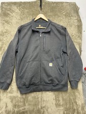 Carhartt Rain Defender Hoodie Mens L Gray Cotton Rugged Loose Fit Full Zip