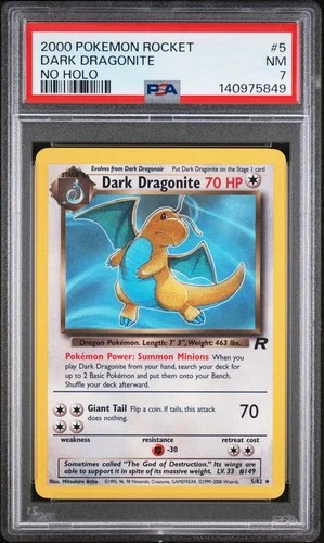 2000 POKEMON ROCKET NO HOLO #5 DARK DRAGONITE PSA 7