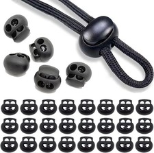 30Pcs Double Hole Plastic End Stopper Clips for Shock Cord and Drawstrings