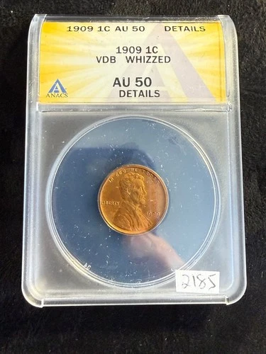 1909 VDB Lincoln Wheat Cent 1c Penny ANACS AU50 Details ESTATE COIN 2185