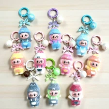 Kawaii Plush Monster Buddy Keychain Cute Fuzzy Charm Pastel Beaded Bag Gift