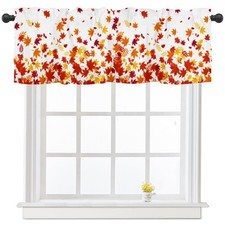 Fall Autumn Kitchen Curtains Valances for Windows Orange Maple Leaves Window ...