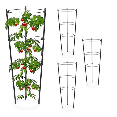 Rankhilfe Rankstütze Pflanzenhalter Tomatenstütze Blumenhalter 4 Stück Schwarz - Bild 1 von 8