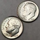 1957 P D Roosevelt Silver Dime Year Set, 90% Silver, Great For Albums, R-57H