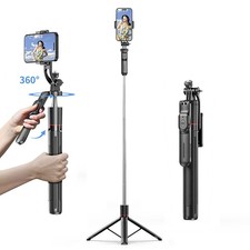 67" Phone Tripod Stand 360  Selfie Stick Tripod Holder w/ Remote Control Shutter