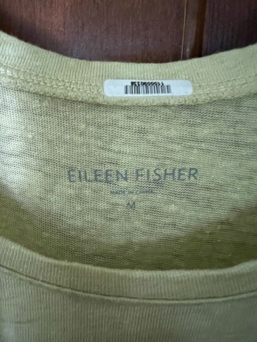 Eileen Fisher gelber Damen-Tankpullover Schaufelausschnitt 100 % Leinen neu ohne Etikett Gr. Med. - Bild 3 von 5
