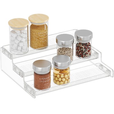 Lifewit Plastic 3-Tier Spice Rack, Clear Spice Organization for Cabinet, Counter