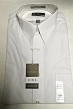 MEN'S VAN HEUSEN FITTED WRINKLE FREE BUTTON DOWN WHITE SHIRT SIZE 15 32/33  NIP