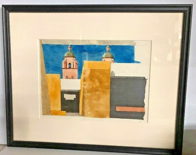 ROBERT HERRMANN WATERCOLOR, Signed, Wood framed, Special Glass