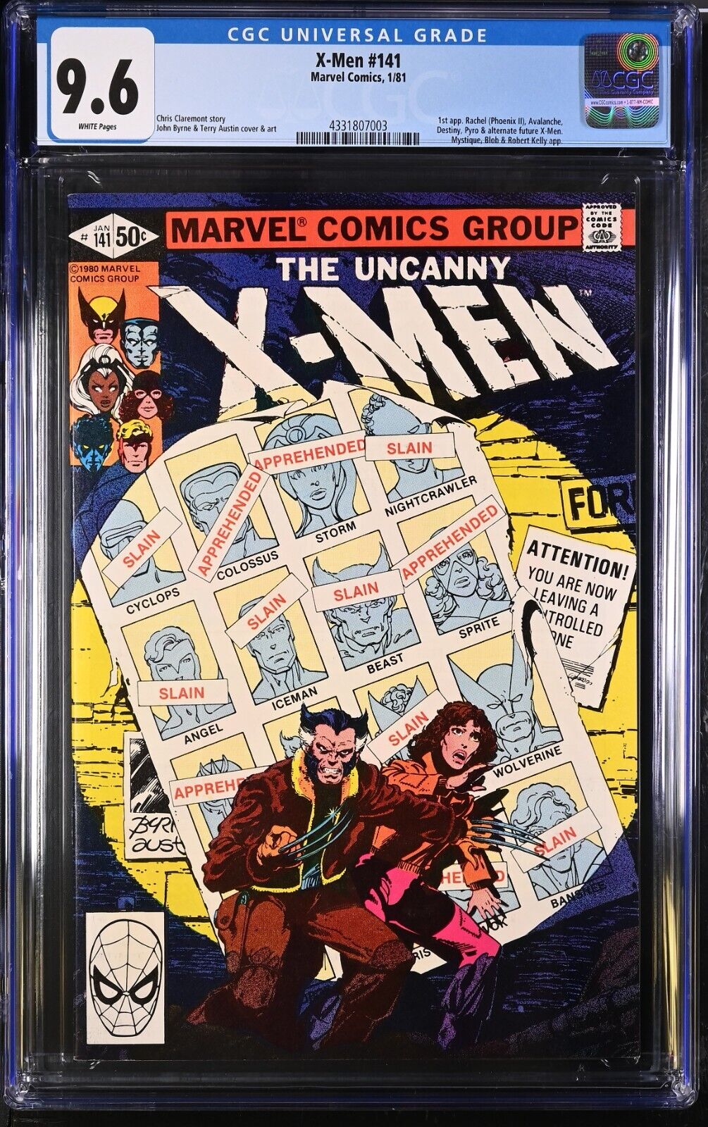 X-Men #141 CGC 9.6 White Pages 1st App Phoenix II, Avalanche, Destiny, Pyro