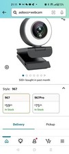 1080P HD Webcam Built in Adjustable Ring Light and Mic. Advanced autofocus AF...