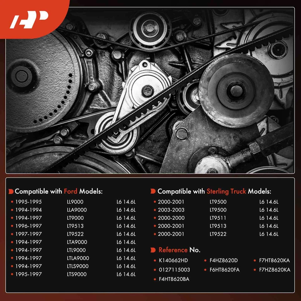 Cinturón serpentino de alta resistencia con ventilador A-Premium 66,19" para camioneta Ford LLA9000 Sterling Foto 2 de 4