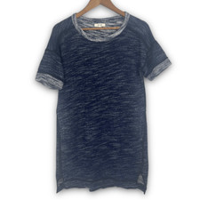 Madewell Navy Marled Thick Knit Short Sleeve Shift Sweater Dress Size Small