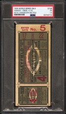 1939 WORLD SERIES GAME 4 TICKET STUB REDS/NY YANKEES TITLE #8🏆JOE DIMMAGIO PSA