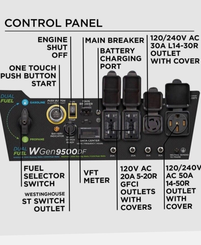 Westinghouse 12,500W Portable Dual Fuel Gas Powered Generator with