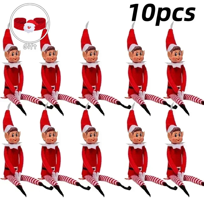 10pcs 16'' Christmas Elf Plush Toy, Naughty Bendy Elf on the Shelf Doll