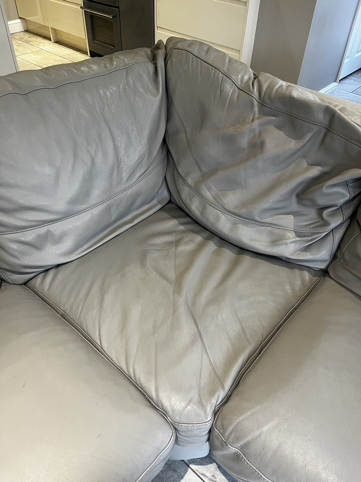 DFS Light grey used leather corner sofa eBay
