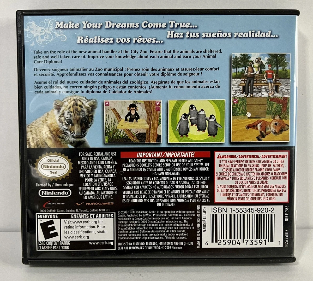 Dreamer Series: Zoo Keeper (Nintendo DS, 2009) Complete - CIB