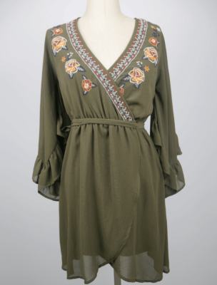 FLYING TOMATO | Boho Bell Sleeve Green Dress Size S | eBay