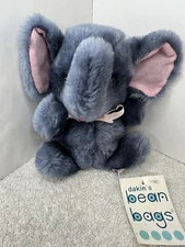 Vintage Dakin Bean Bags Gray L.C Elephant Plush 7 Inch 1975 Pink Ears
