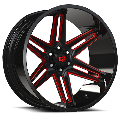 Vision Off-Road 363 Razor 20X12 8X165.1 -51mm Gloss Black Milled Spoke with Red