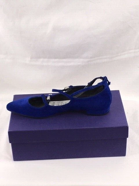 Women's NWB Stuart Weitzman Flippy Electric Suede Three-Staps Ballet Flats Blue - Image 4 of 4