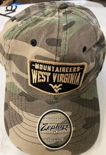 West Virginia Mountaineers NCAA Camouflage Slouch Hat with Buckle  Strap Adjust.
